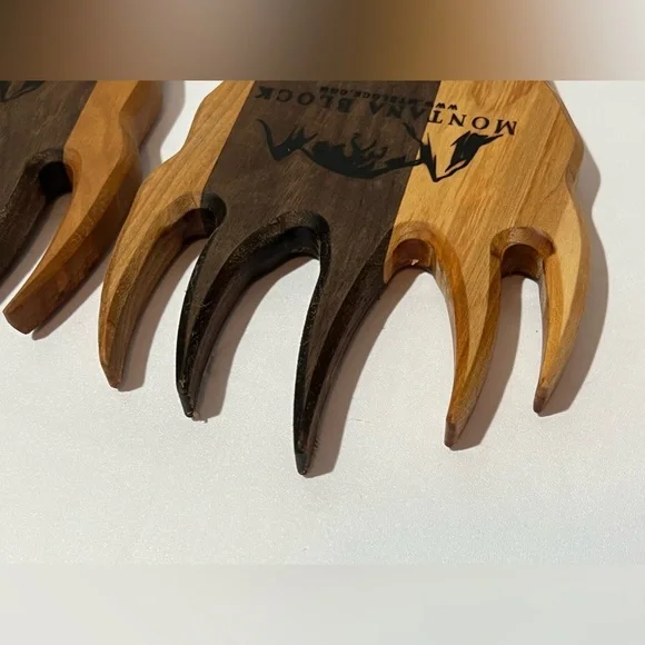 Bear Claw Salad Servers Meat Shredder Montana Block Wood - Picture 5 of 8